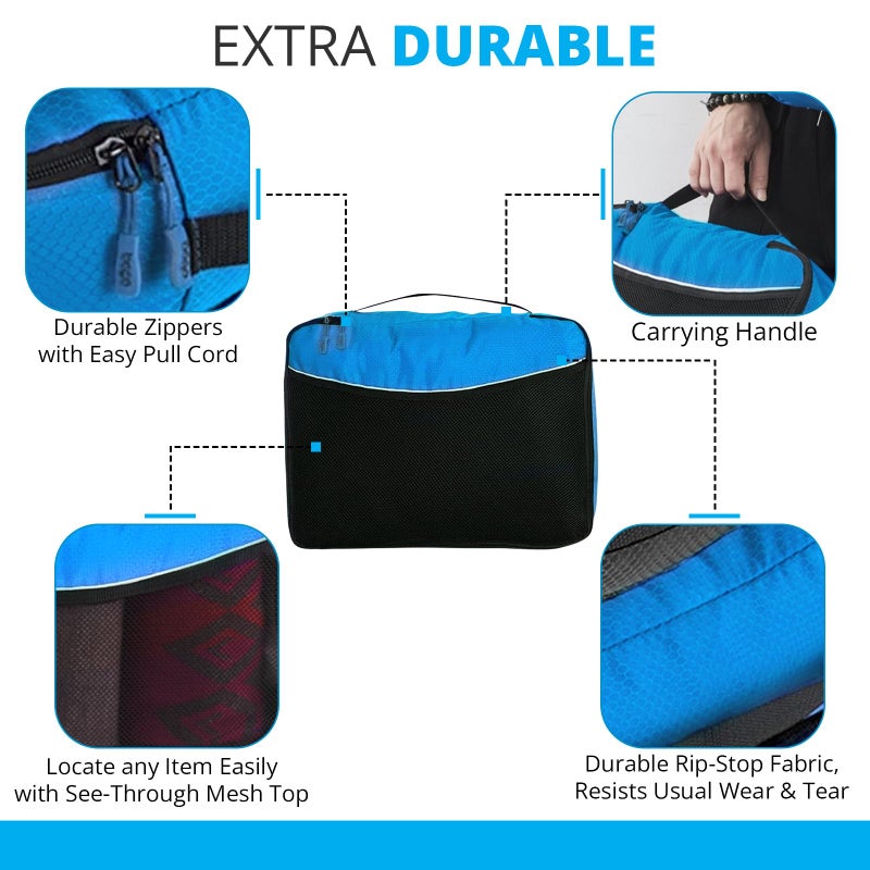 bago 8 Pcs Packing Cubes for Travel - 5 Travel Packing Cubes for Suitcases with 3 ZipLock Bags, Luggage Organizer Bags to Get Maximum Storage, Save Time & Effort to Pack (Black Blue Purple Green Pink) - Image 3